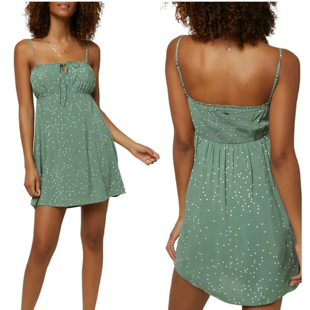 O’Neill green and white polka dot dress. Size small NEW WITH TAGS